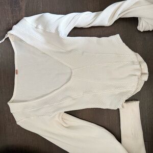 White Ribbed Knit Top